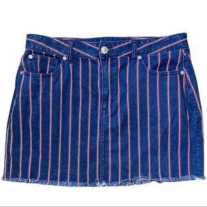 AMERICAN Eagle Super Stretch Hi-Rise Denim Stripe Mini Skirt Womens Size 16